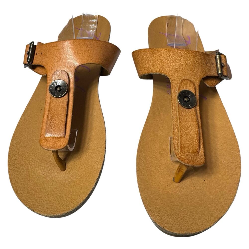 Boho T Strap Thong Sandals Tan Faux Leather Blowfish Malibu 8 Summer Casual